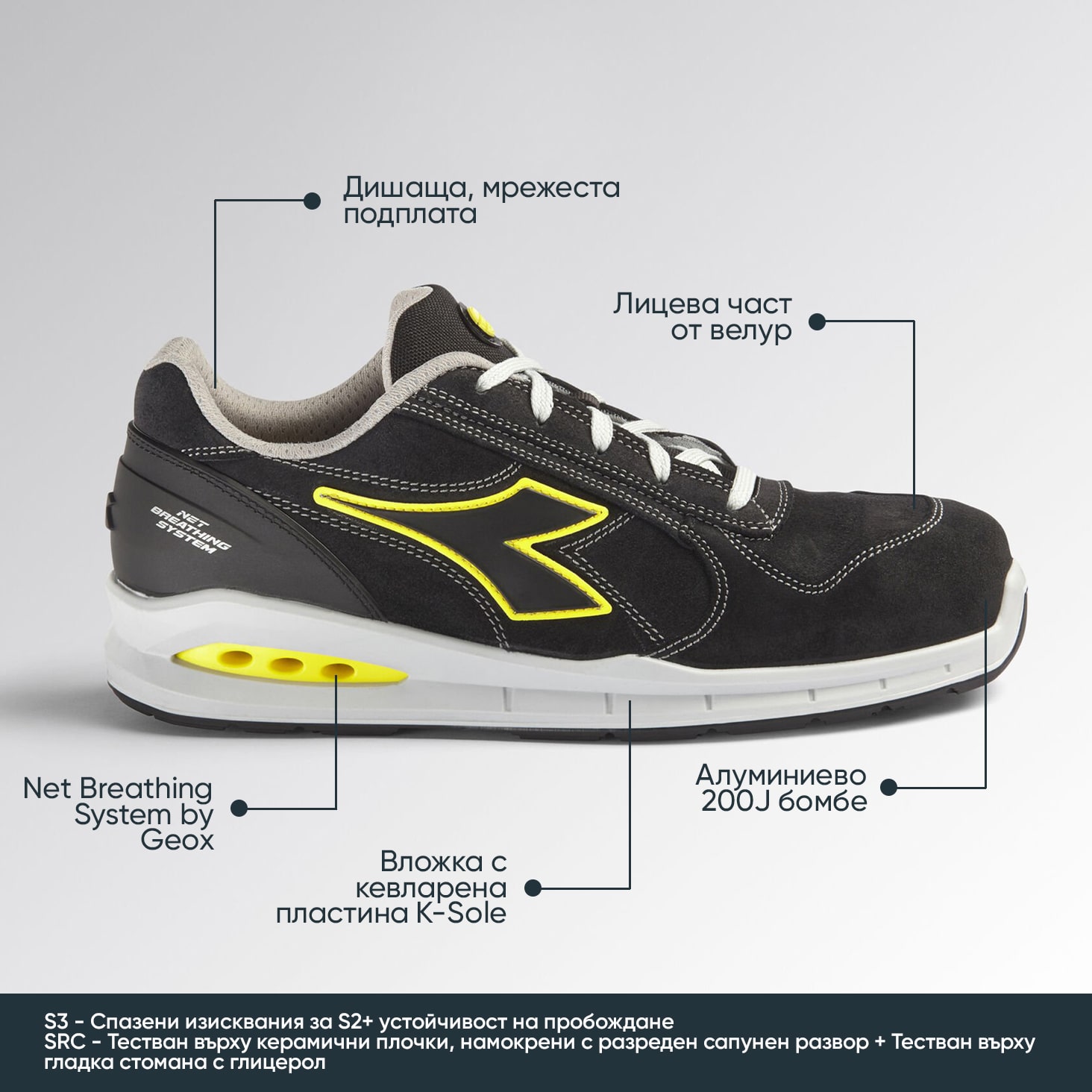 Zapatos de seguridad con puntera RUN NET AIRBOX Low S3 Diadora