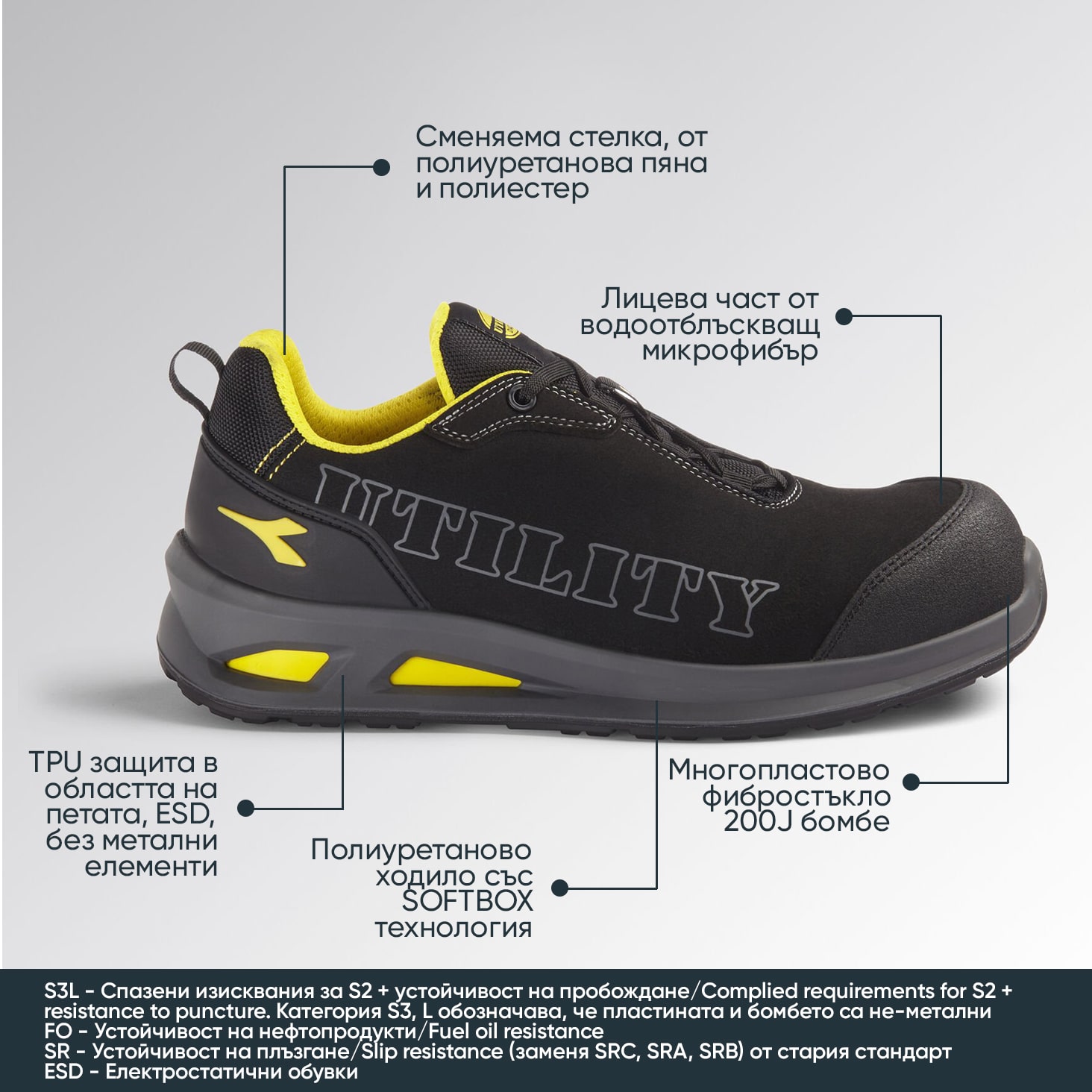 Zapatos de seguridad con puntera SMART SOFTBOX LOW S3L Diadora