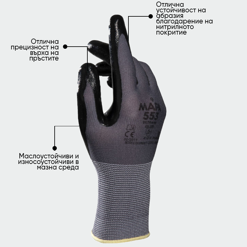 Guantes de nitrilo ULTRANE 553 Mapa