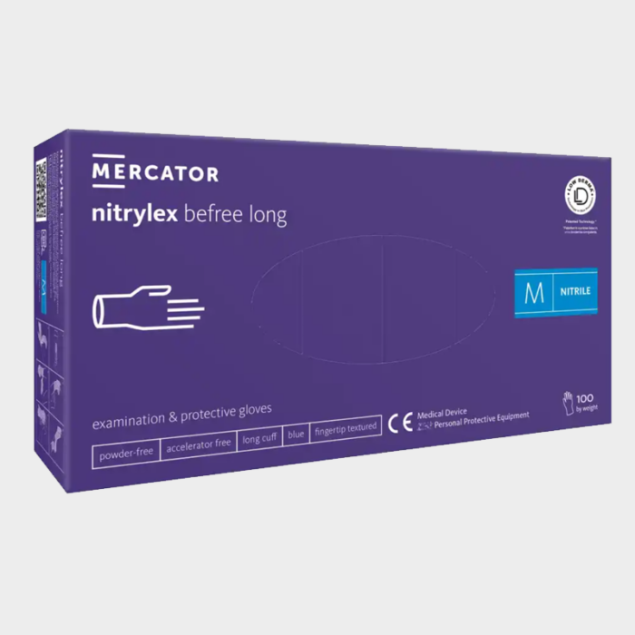 Guantes de nitrilo desechables NITRYLEX BEFREE largos Mercator