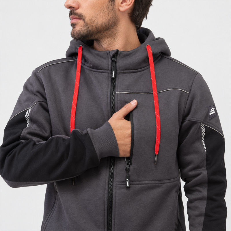 Sweatshirt with zipper DAYTONA Hoodie BWOLF