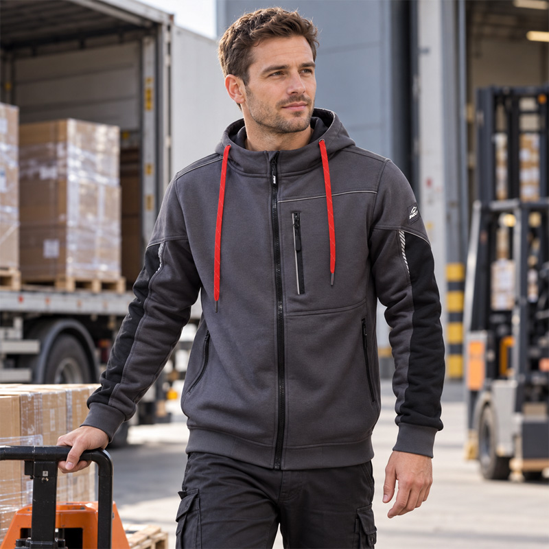 Sweatshirt with zipper DAYTONA Hoodie BWOLF